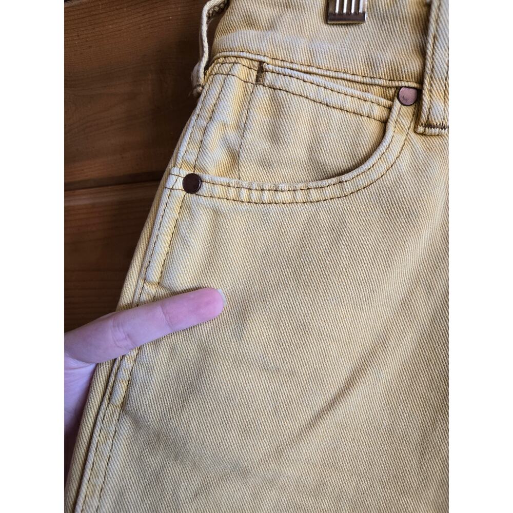 Wrangler Jean Short Billabong Yellow High Waisted Cowgirl Shorts Raw Hem 25 Y2K - Picture 6 of 8